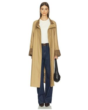 Cubic London Funnel Neck Colourblock Cuff Trench Coat - Brown