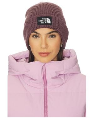 The North Face Logo Box Cuffed Beanie - Pink