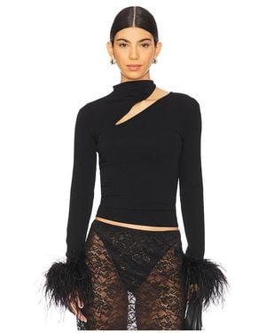LAPOINTE Asymmetric Top With Feathers - Black