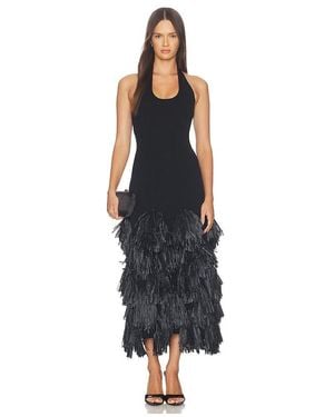 Aje. Elva Raffia Knit Midi Dress - Black