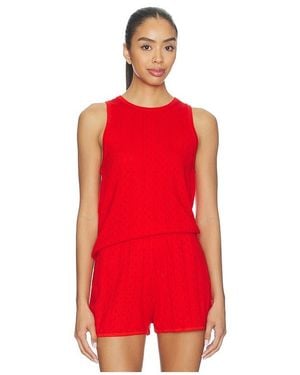 Soft Goat Pointelle Singlet Top - Red