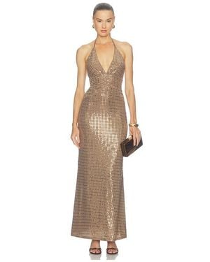 Runaway the Label Nara Deep V-Neck Maxi Dress - Natural