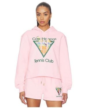 CASABLANCA Tennis Club Cropped Hoodie - Pink