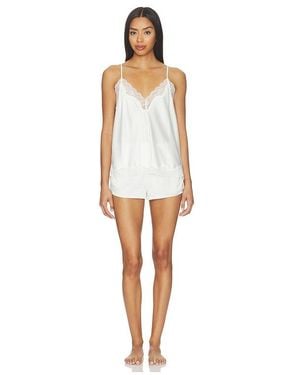 Flora Nikrooz Estella Solid Charmeuse Cami Short Set With Lace - White