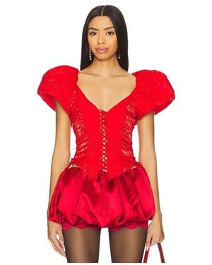 For Love & Lemons Frosted Organza Top - Red