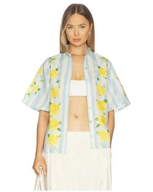 VERANDAH Blooming Roses And Stripes Shirt - White