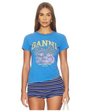 Ganni Future Heavy Jersey Baby Fit Teddy Mushroom Tee - Blue