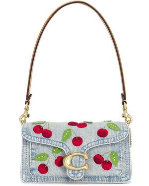 COACH 50 Cm Schultertasche Embroidered Denim Tabby - Blau