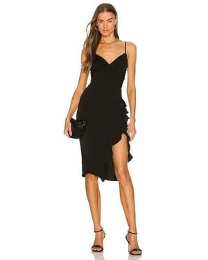 MORE TO COME Natasha Ruffle Midi Dress - Black