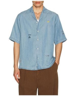 Scotch & Soda Basquiat Relaxed Fit Short Sleeved Shirt - Blue