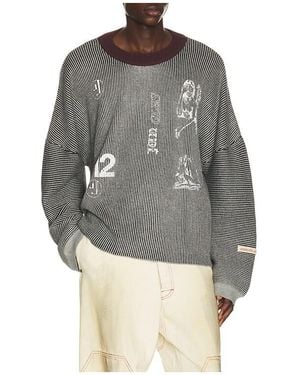JUNGLES JUNGLES Sketches Two Tone Rib Knit Sweater - Gray