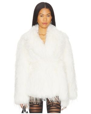 Lamarque Isla Faux Fur Coat - White