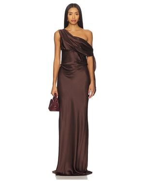 The Sei Asym. Drape Gown With Tie - Brown