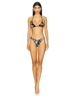 Oceanus Fruit Triangle Bikini Set - Black