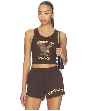 Darling Keep It Country Crop Tank - Brown