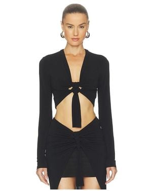 Halo Knotted Ls Top - Black