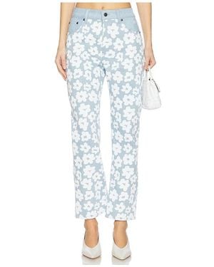 MSGM Flower Print Wide Leg Jeans - Blue