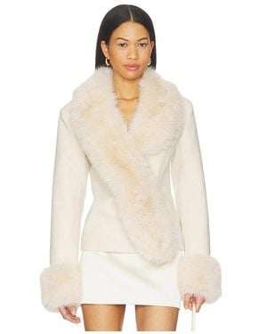 OW Collection Maeve Faux Fur Jacket - White