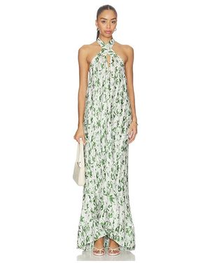VERANDAH Cross Front Plisse Gown - White