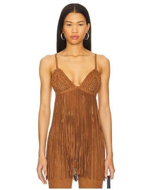 retroféte Jacinta Suede Fringe Bra - Orange
