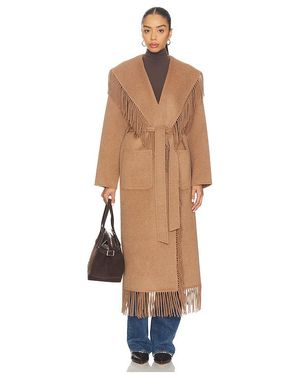 Jonathan Simkhai Carrie Fringe Robe Coat - Grey