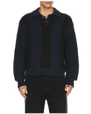 Obey Textured Rugby Polo - Blue