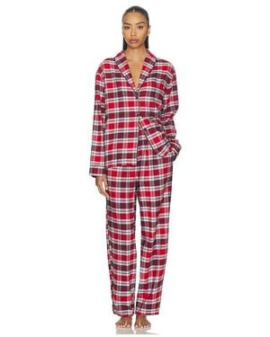 Lunya Brushed Flannel Pant Set - Red