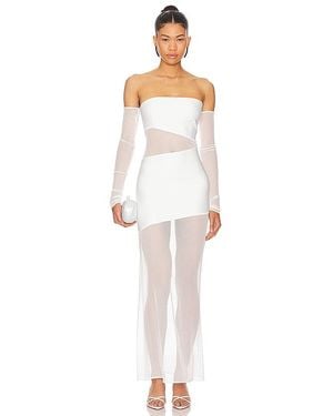 Lama Jouni Long Sleeve Cut Out Mesh Dress - White