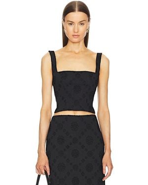 Helsa Eyelet Corset Top - Black