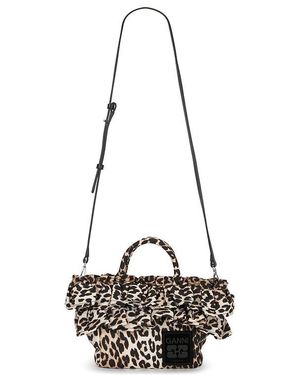 Ganni Mini Shopper Ruffle Print - Black