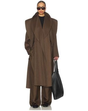 Rohe Double-Faced Wool Scarf Coat - Brown