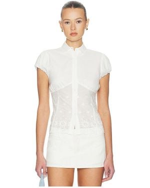 GUIZIO Rinka Embroidered Blouse - White