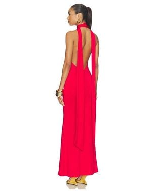 GUIZIO Scarf Open Neck Dress - Red