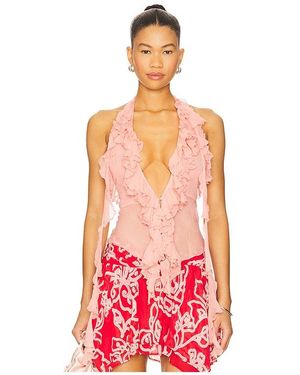 Lovers + Friends Ila Sheer Top - Red