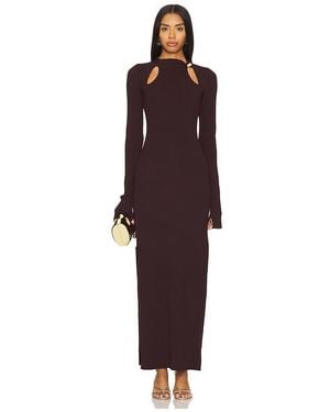 Nicholas Ribbed Knit Gold-Bead Midi Dress - Purple