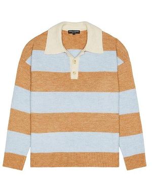 Central Park West Striped Rugby Polo Jumper - Orange