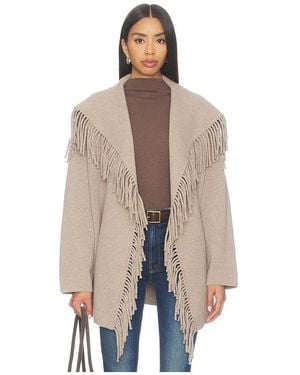 NAADAM Wool Tie Waist Fringe Coat - Natural