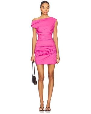 GOOD AMERICAN Poplin Ruched Off Shoulder Mini Dress - Pink