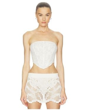 Halo Feather Lace Corset - White