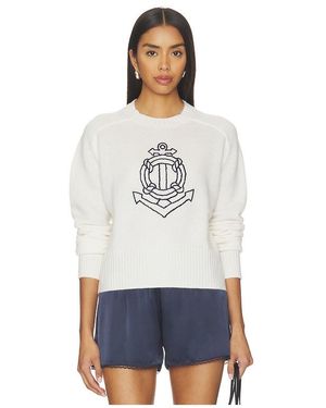 White + Warren Federleichter Kaschmirpullover Mit Maritimer Stickerei - Weiß