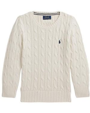 Polo Ralph Lauren Long Sleeve Cable Knit Crewneck Sweater - Natural