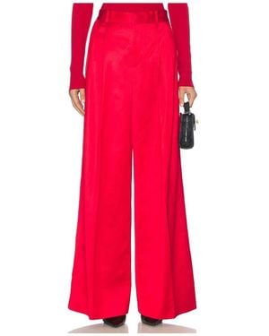 Polo Ralph Lauren Pleated Satin Wide Leg Pant - Red