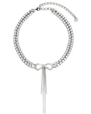 Self-Portrait Double Crystal Bow Choker - Metallic