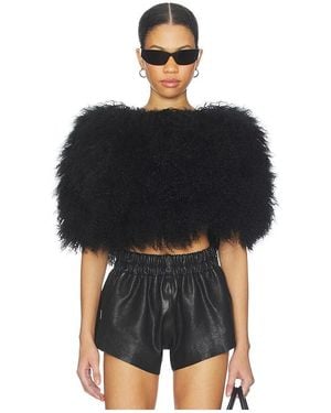 OW Collection Nia Fur Top - Black