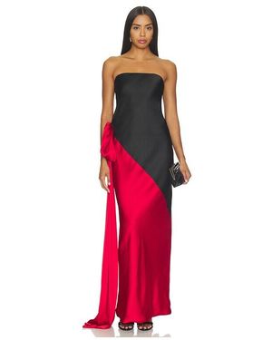 Norma Kamali Spliced Bias Strapless Gown With Bow - Red