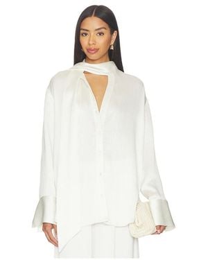 Shona Joy Huxley Long Sleeve Scarf Shirt - White