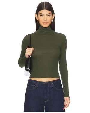 Bobi Crop Turtleneck Top - Green