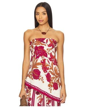 Rococo Sand Asymmetrical Strapless Top - Red