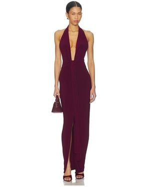 Norma Kamali X Revolve Tie Front Halter Gown - Red
