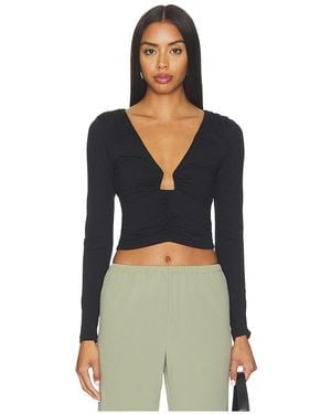 Susana Monaco Longsleeve-Oberteil Mit Tailliertem Kragenbündchen - Schwarz